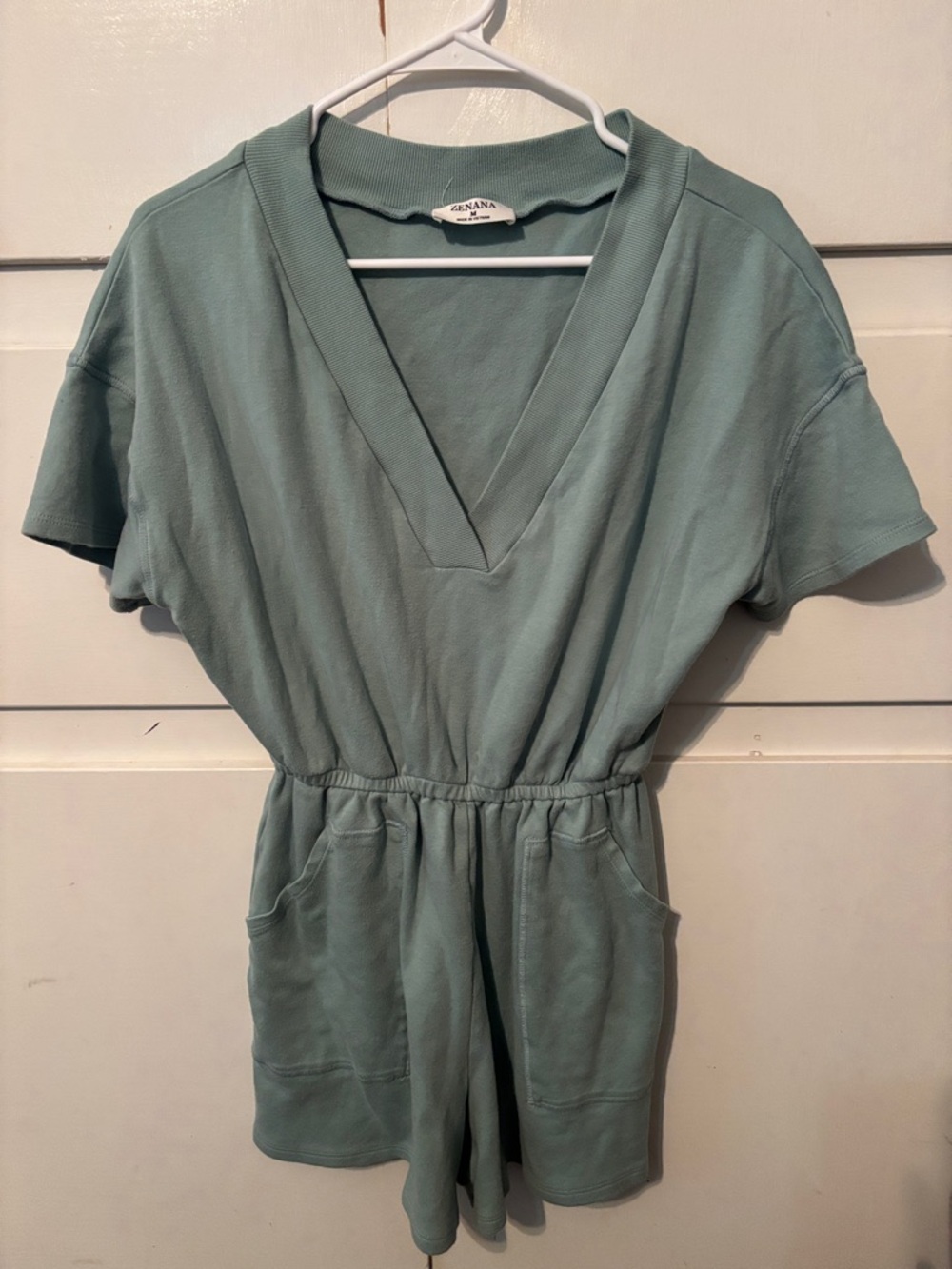Zenana Outfitters Light Teal Short Sleeve Romper
